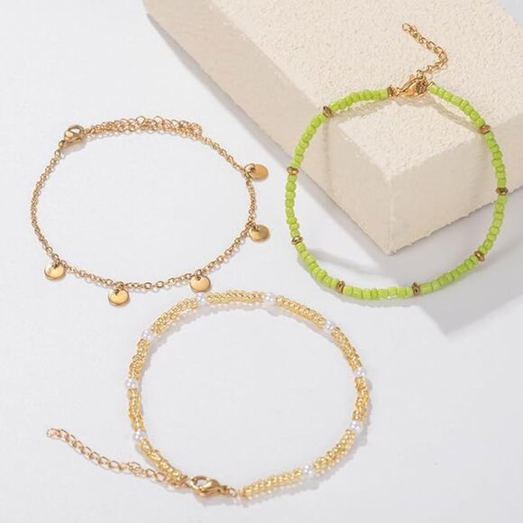 Boho Anklet Set for Women Elegant Beaded Ankle Bracelets - Picture 4 of 6